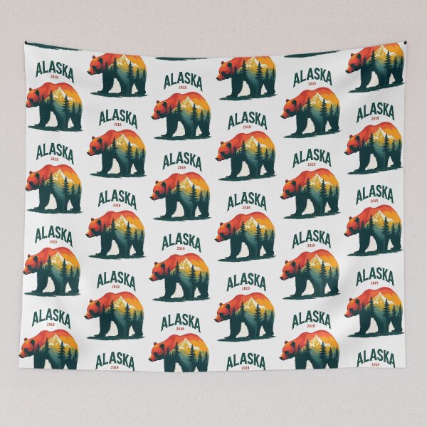 Item preview, Alaska brown bear Grizzly Bear colorful forest mountain designed and sold by pixeldizajn.