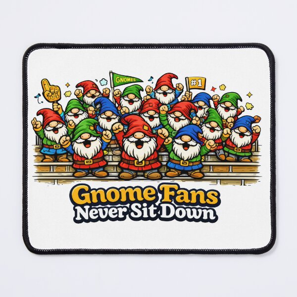 Item preview, Gnome Fans Never Sit Down – Cheering Gnome Stadium Crowd Illustration designed and sold by Moriarty's Digital Visions.