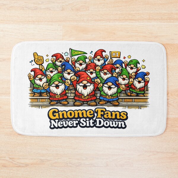 Item preview, Gnome Fans Never Sit Down – Cheering Gnome Stadium Crowd Illustration designed and sold by Moriarty's Digital Visions.