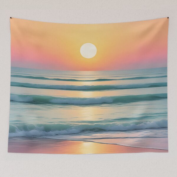 Item preview, Dreamy Pastel Minimalist Seascape Sunset Orange designed and sold by Prints and Lifestyle.