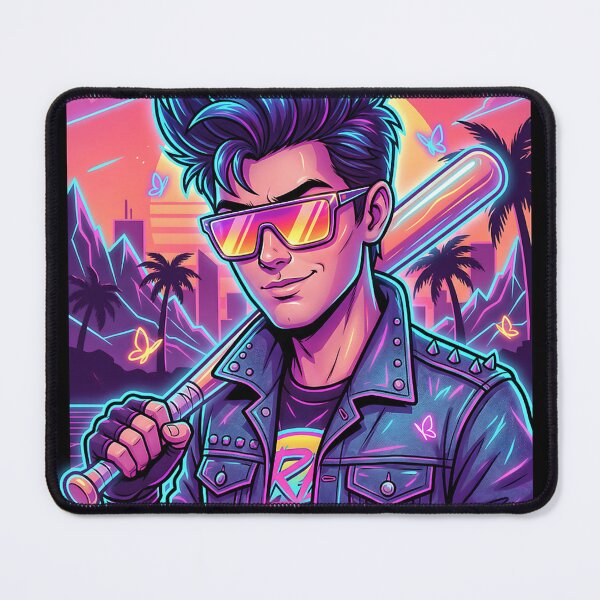 Item preview, Neon Hero Aesthetic 80S Vaporwave Cool Guy Art Stylish designed and sold by LoisStickings.