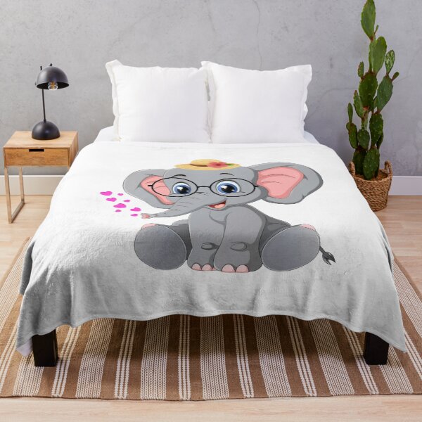 Item preview, Joyful Elephant with Glasses - Cute Elephant with Hat and Floating Hearts designed and sold by Love3Happy.