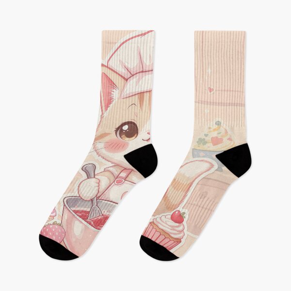 Item preview, Baking Cat Mixing Strawberry Batter – Cute Pastel Bakery Furfolkz Illustration designed and sold by Furfolkz.