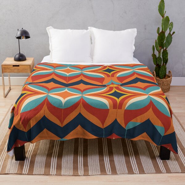 Artikelvorschau, Retro-Vintage-Geometrisches Muster Orange Türkis entworfen und verkauft von Prints and Lifestyle.