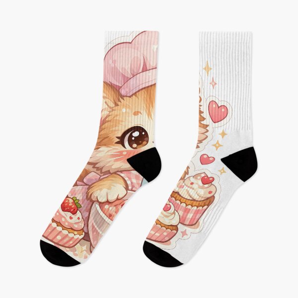 Item preview, Kawaii Strawberry Baking Cat – Cute Pastel Bakery Furfolkz Illustration with Cupcakes designed and sold by Furfolkz.