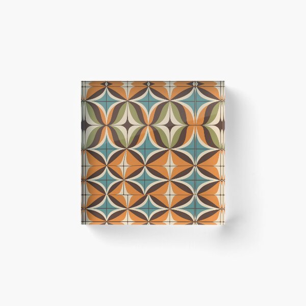 Artikelvorschau, Retro-Vintage-Geometrisches Muster Orange, Türkis entworfen und verkauft von Prints and Lifestyle.