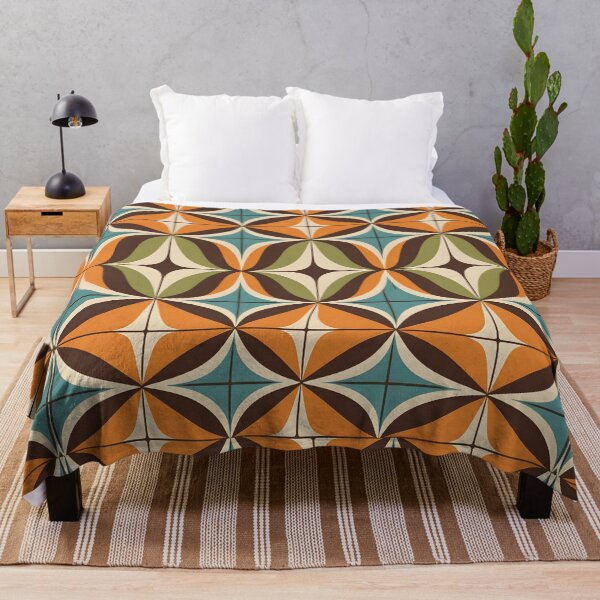 Artikelvorschau, Retro-Vintage-Geometrisches Muster Orange, Türkis entworfen und verkauft von Prints and Lifestyle.