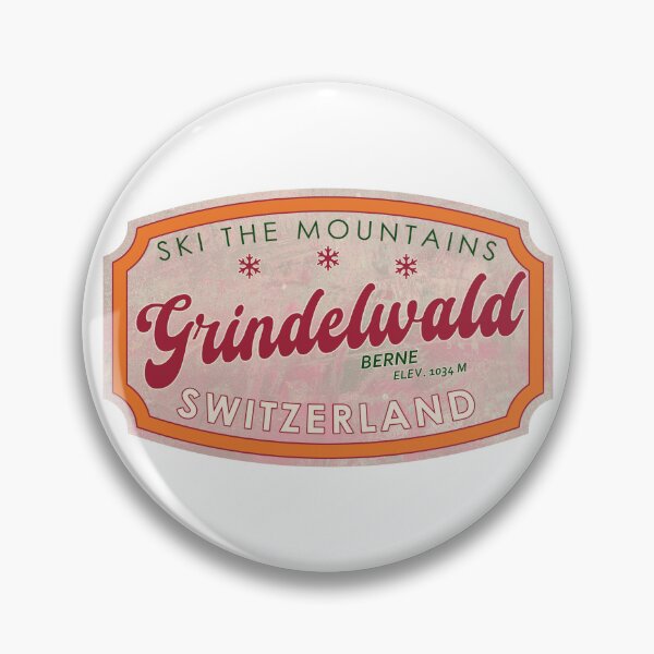 Aperçu de l'œuvre Grindelwald, Suisse, Berne, Ski, badge de ski texturé créée et vendue par Wanderful-roads.