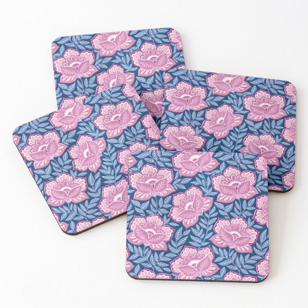 Item preview, Boho Mauve Purple Textured Chintz Floral with Soft Blue Grey Leaves designed and sold by micklyn.