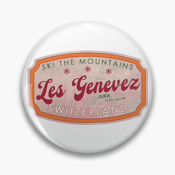 Item preview, Les Genevez, Switzerland, Jura, Ski, textured skiing badge designed and sold by Wanderful-roads.