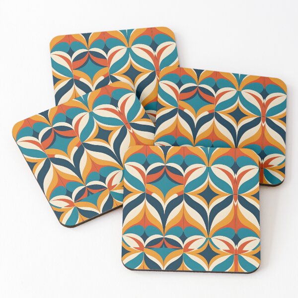 Artikelvorschau, Retro-Vintage-Geometrisches Muster Orange, Türkis entworfen und verkauft von Prints and Lifestyle.