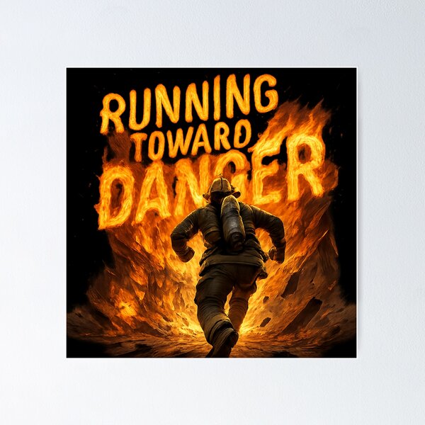 Item preview, Running Toward Danger - Heroic Firefighter Rescue Art designed and sold by MKreative Studio.