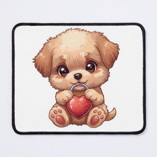Item preview, Cute Puppy Holding Heart Lock – Valentine Sticker designed and sold by Pigmentra.