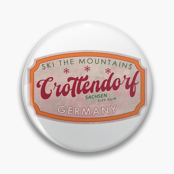 Item preview, Crottendorf, Germany, Sachsen, Ski, textured skiing badge designed and sold by Wanderful-roads.