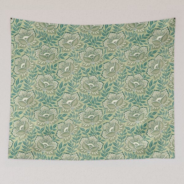 Item preview, Olive Green and Sage Monochrome Textured Chintz Floral designed and sold by micklyn.