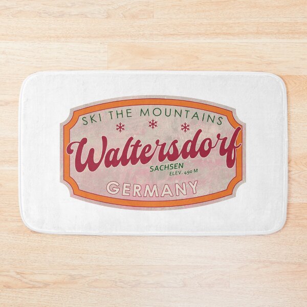 Item preview, Waltersdorf, Germany, Sachsen, Ski, textured skiing badge designed and sold by Wanderful-roads.