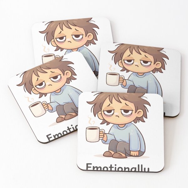 Item preview, Emotionally Tired – Cute Funny Cartoon Coffee Illustration designed and sold by RJ2525.