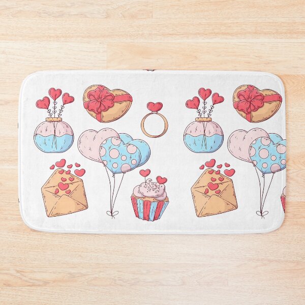 Item preview, Valentines Day Cute Icons Collection - Heart Bouquet Balloons Cupcake Gift Art Print designed and sold by DesignArtist.ia.