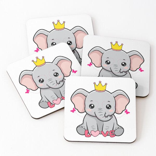 Item preview, Elephant Love - Cute Elephant Crown with Heart and Butterflies designed and sold by Love3Happy.