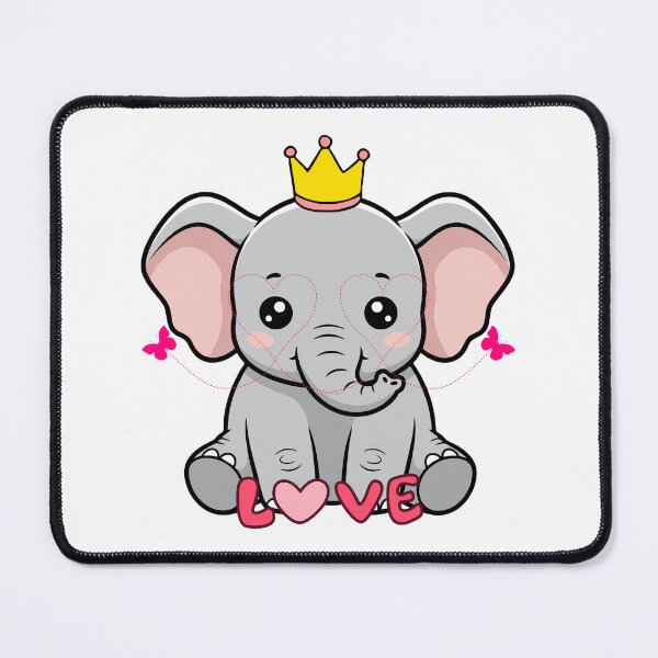 Item preview, Elephant Love - Cute Elephant Crown with Heart and Butterflies designed and sold by Love3Happy.