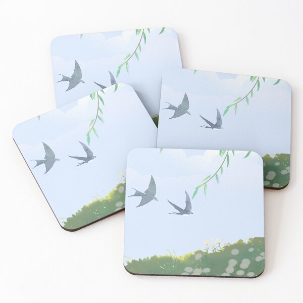 Item preview, Soft Blue Sky & Flying Swallows | Peaceful Nature Illustration designed and sold by Cozycorner-co.