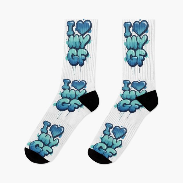 Item preview, I Love My GF Graffiti – Blue Street Art Bubble Letter Design designed and sold by JoyfulLilstudio.