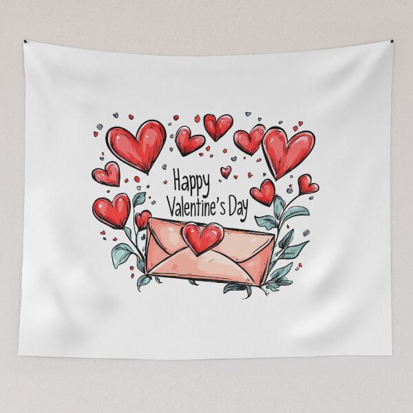 Item preview, Happy Valentine's Day Envelope Heart - Cute Sketchy Love Letter Art Print designed and sold by DesignArtist.ia.