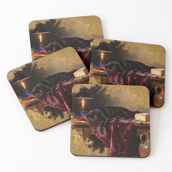 Item preview, Black Cat Midnight Feast - Baroque Oil Portrait designed and sold by PictorialWhimsy.