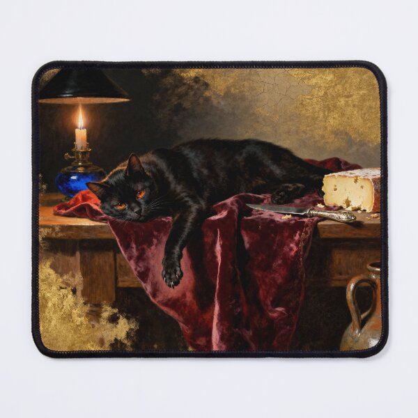 Item preview, Black Cat Midnight Feast - Baroque Oil Portrait designed and sold by PictorialWhimsy.