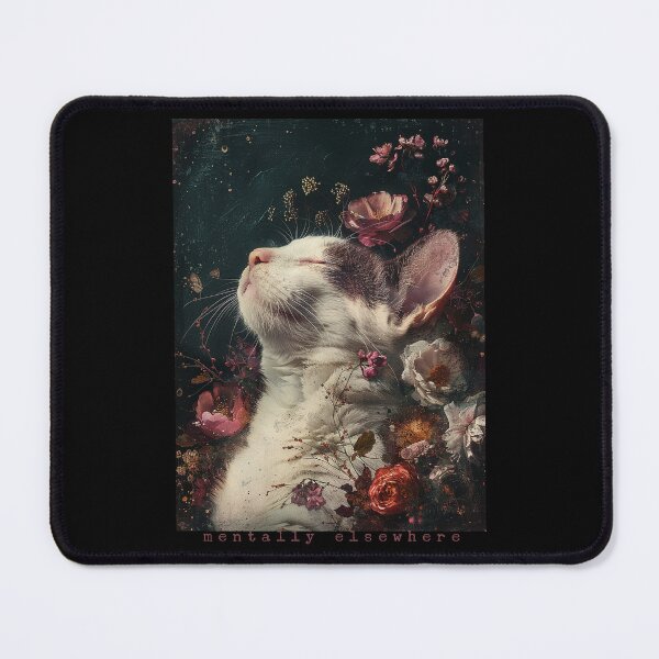 Item preview, Mentally Elsewhere – Painterly Cat with Botanical Elements designed and sold by Neurodelic.