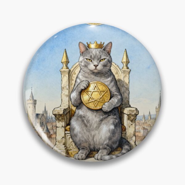 Item preview, Four of Pentacles Cat Tarot Card Vintage Art designed and sold by PictorialWhimsy.
