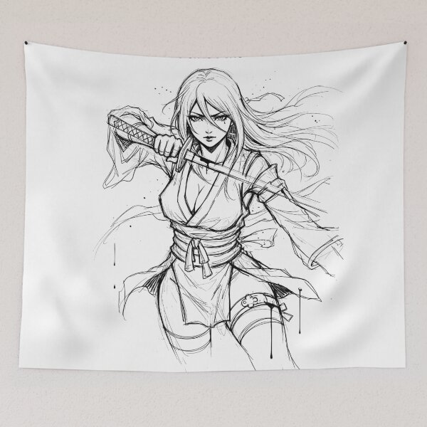 Item preview, Beautiful Cool Kunochi Manga Sketch: Kunoichi designed and sold by Shigen16.