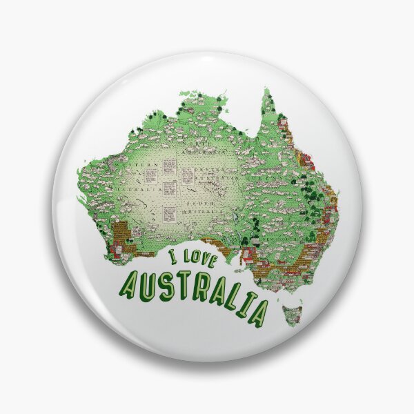 Item preview, I Love Australia Map: Vintage Illustrated Australian Map With Text and Lush Landscape Details designed and sold by portokalis.