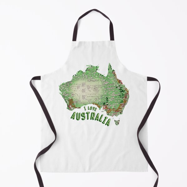 Item preview, I Love Australia Map: Vintage Illustrated Australian Map With Text and Lush Landscape Details designed and sold by portokalis.