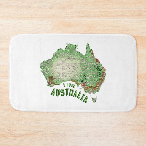 Item preview, I Love Australia Map: Vintage Illustrated Australian Map With Text and Lush Landscape Details designed and sold by portokalis.