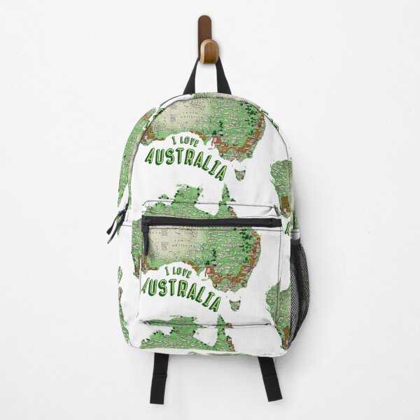 Item preview, I Love Australia Map: Vintage Illustrated Australian Map With Text and Lush Landscape Details designed and sold by portokalis.