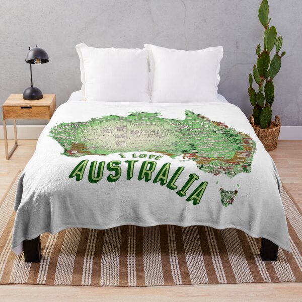 Item preview, I Love Australia Map: Vintage Illustrated Australian Map With Text and Lush Landscape Details designed and sold by portokalis.