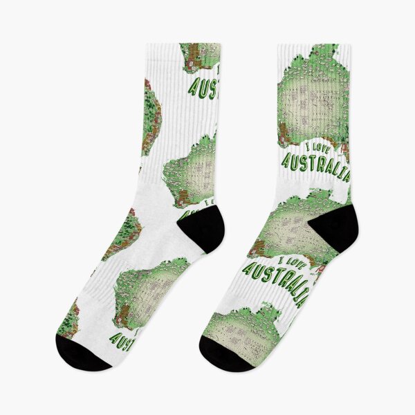 Item preview, I Love Australia Map: Vintage Illustrated Australian Map With Text and Lush Landscape Details designed and sold by portokalis.