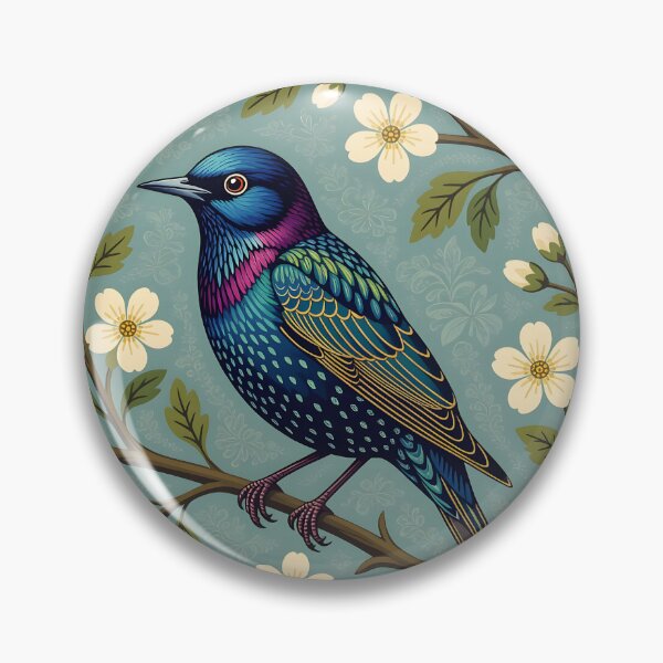 Item preview, A charming wide-eyed starling bird perched on a branch designed and sold by Ponted.