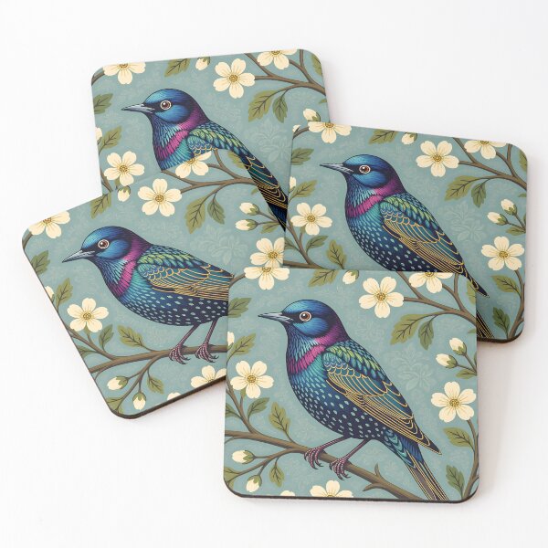 Item preview, A charming wide-eyed starling bird perched on a branch designed and sold by Ponted.