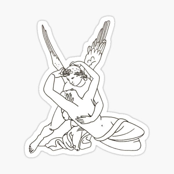 Cupid and Psyche drawing Sticker