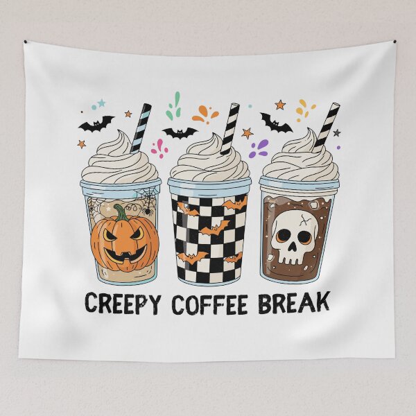 Item preview, Cute Spooky Halloween Drinks – Pumpkin, Bats & Skull Coffee Cups Illustration designed and sold by Panda Creative Studio.