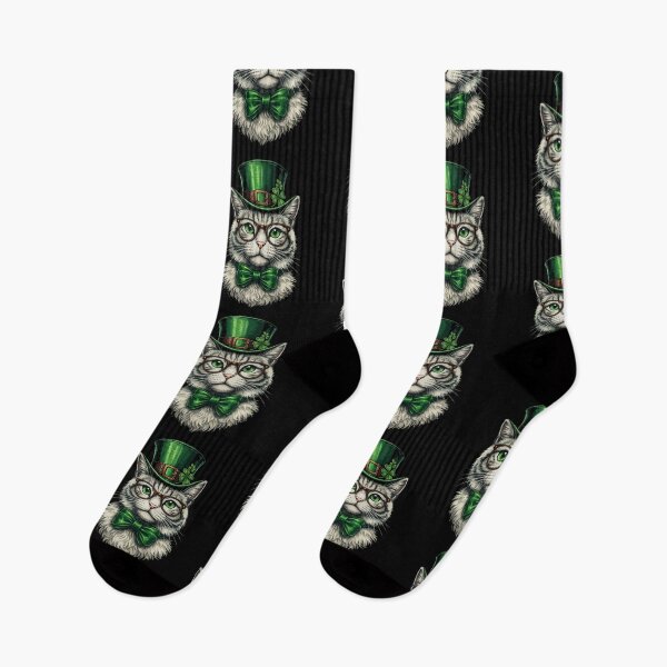 Item preview, St Patrick’s Day Cat Illustration – Cute Irish Leprechaun Cat with Green Hat, Glasses & Bow Tie designed and sold by BrainBubbleArt.