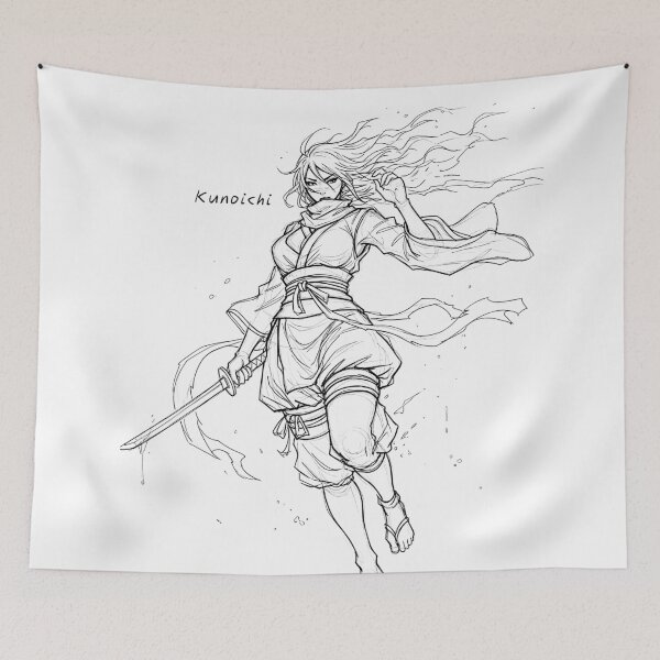 Item preview, Beautiful Cool Kunochi Manga Sketch: Kunoichi III designed and sold by Shigen16.
