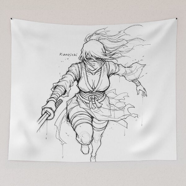 Item preview, Beautiful Cool Kunochi Manga Sketch: Kunoichi II designed and sold by Shigen16.