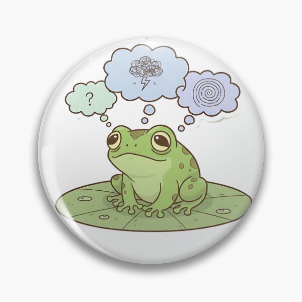Item preview, Overthinking Frog Sticker – Too Many Thoughts Anxiety Meme Shirt designed and sold by ZyxDes.