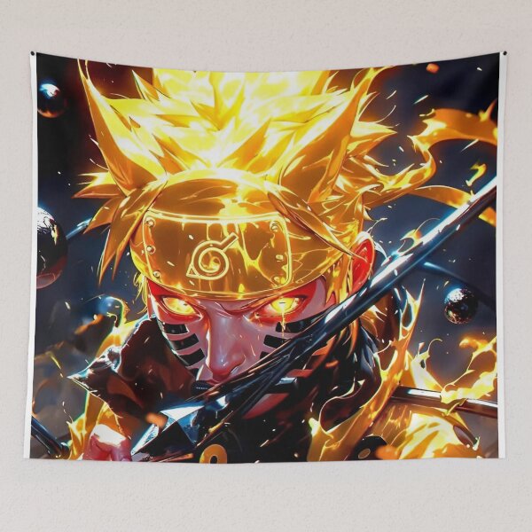 Item preview, Golden Nine-Tailed Ninja Awakening – Fiery Anime Warrior Art designed and sold by Dyan4.