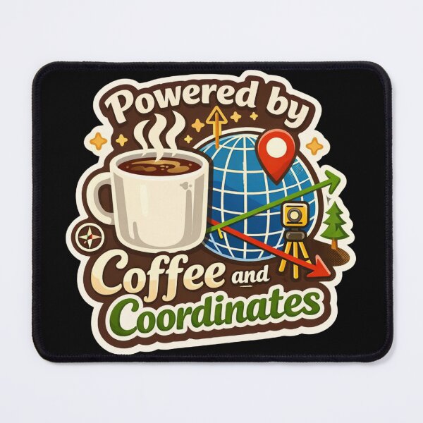Item preview, Powered By Coffee And Coordinates Surveyor Power designed and sold by Virelo.