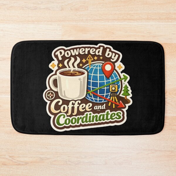 Item preview, Powered By Coffee And Coordinates Surveyor Power designed and sold by Virelo.