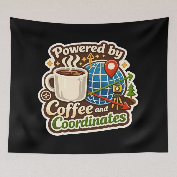 Item preview, Powered By Coffee And Coordinates Surveyor Power designed and sold by Virelo.
